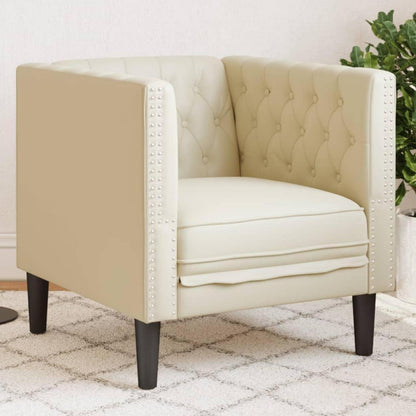 Chesterfield Sessel Creme Kunstleder 1-Sitzer Polstersofa