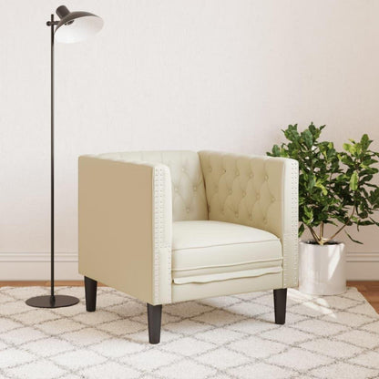 Chesterfield Sessel Creme Kunstleder 1-Sitzer Polstersofa