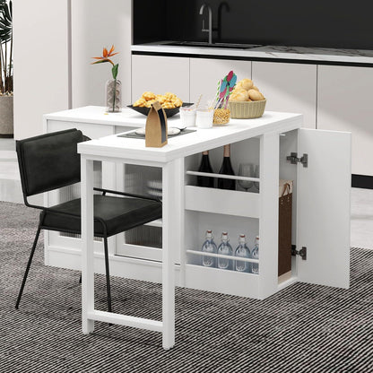 Klappbarer Esstisch mit Stauraum & Schublade – Weiß 121.5x76.7cm