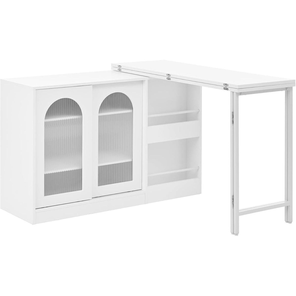 Klappbarer Esstisch mit Stauraum & Schublade – Weiß 121.5x76.7cm