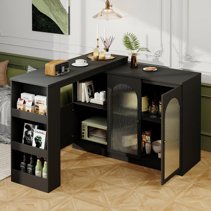 Klappbarer Esstisch mit Stauraum & Schublade – 120x103cm Schwarz