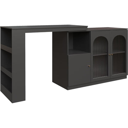 Klappbarer Esstisch mit Stauraum & Schublade – 120x103cm Schwarz