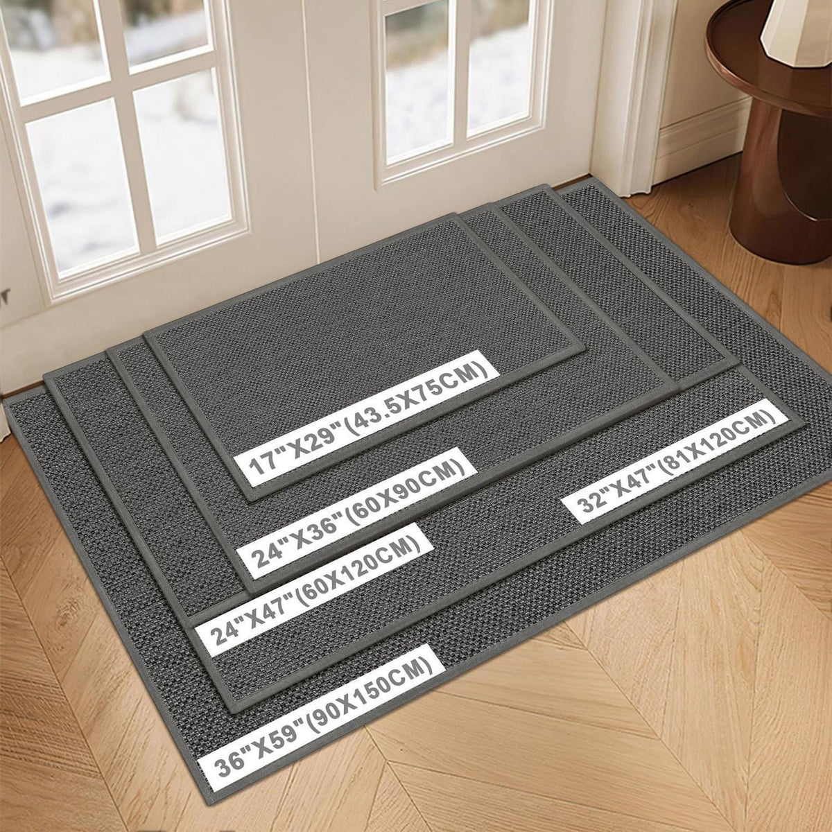 Rutschfeste Fußmatte Grau 81x121 cm – Saugstark & Waschbar