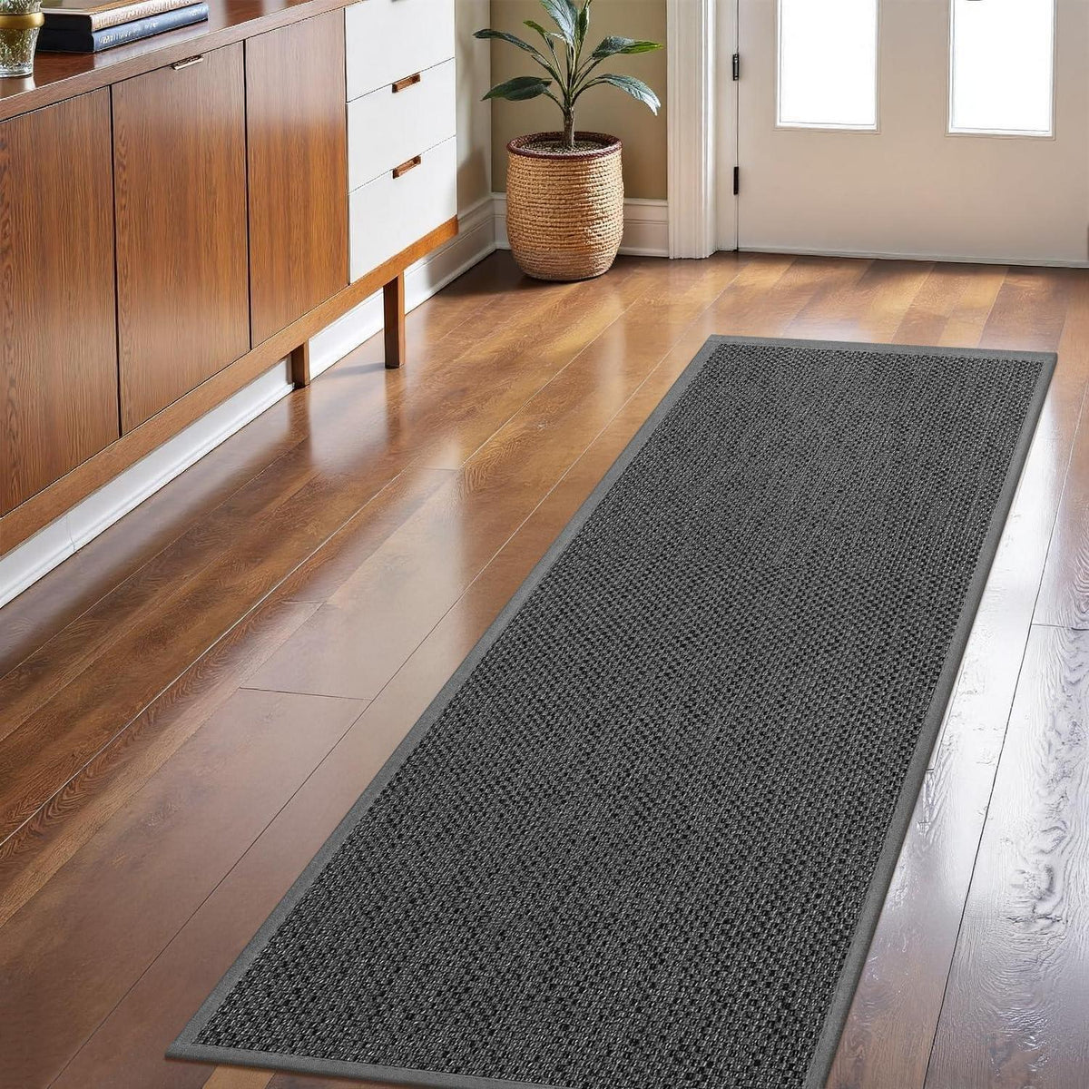 Fußmatte Innen 60x150 cm rutschfest & waschbar – Grau