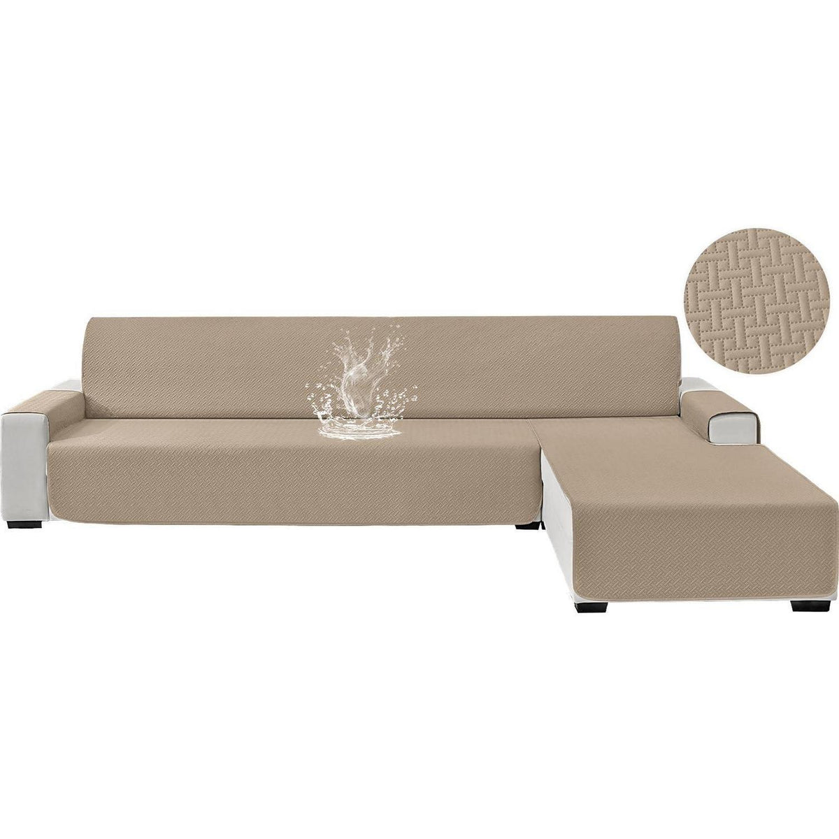 Wasserdichter Sofabezug L-Form 4 Sitzer, Khaki, Rutschfest