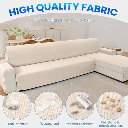 Wasserdichter Sofabezug L-Form 4 Sitzer – Beige, Rutschfest & Waschbar