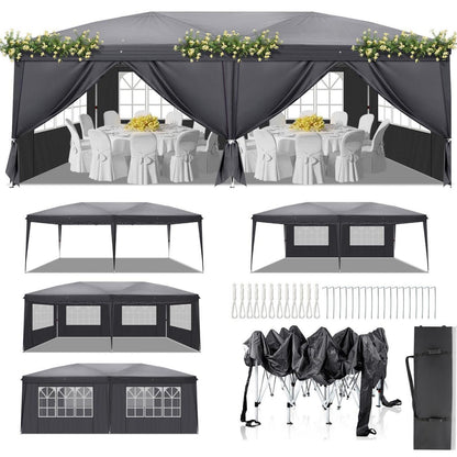 Faltpavillon 3x6m mit Stahlrahmen & 6 Seitenteilen – Winterfest & UV-Schutz