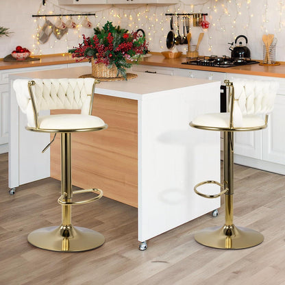 Höhenverstellbarer Barhocker 2er Set – Gold/Beige