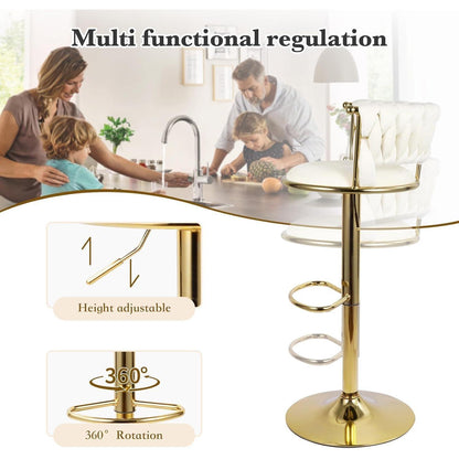 Höhenverstellbarer Barhocker 2er Set – Gold/Beige