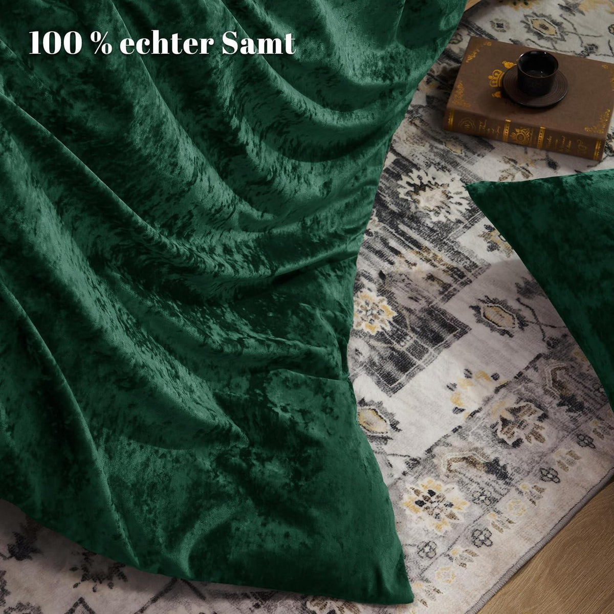Samt Bettwäsche Set 135x200 Smaragd Grün, 4-teilig