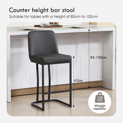 Barhocker Set Grau – Gepolsterte Tresenstühle mit Metallbein