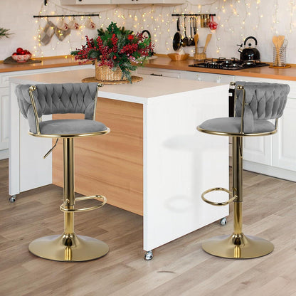 Höhenverstellbarer Barhocker 2er Set – Gold/Dunkelgrau