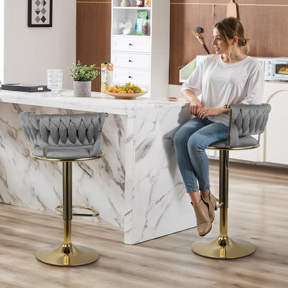 Höhenverstellbarer Barhocker 2er Set – Gold/Dunkelgrau