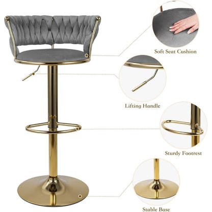 Höhenverstellbarer Barhocker 2er Set – Gold/Dunkelgrau