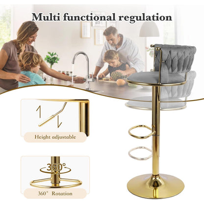 Höhenverstellbarer Barhocker 2er Set – Gold/Dunkelgrau