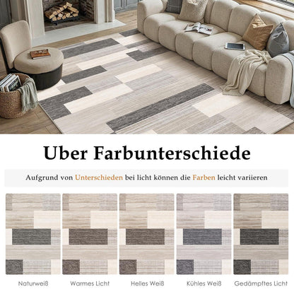 Waschbarer Teppich Beige 160x230cm – Modern & Flauschig