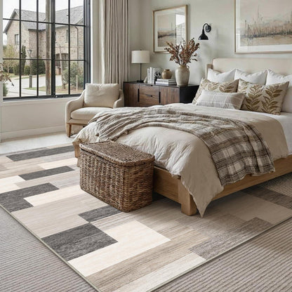 Waschbarer Teppich Beige 160x230cm – Modern & Flauschig