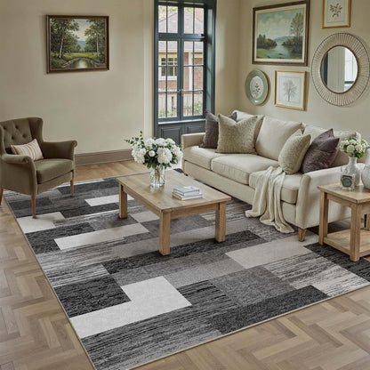 Waschbarer Teppich Schwarz 160x230cm – Modern & Rutschfest