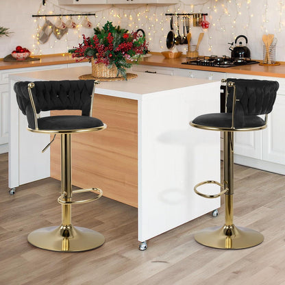 Höhenverstellbarer Barhocker 2er Set – Gold/Schwarz
