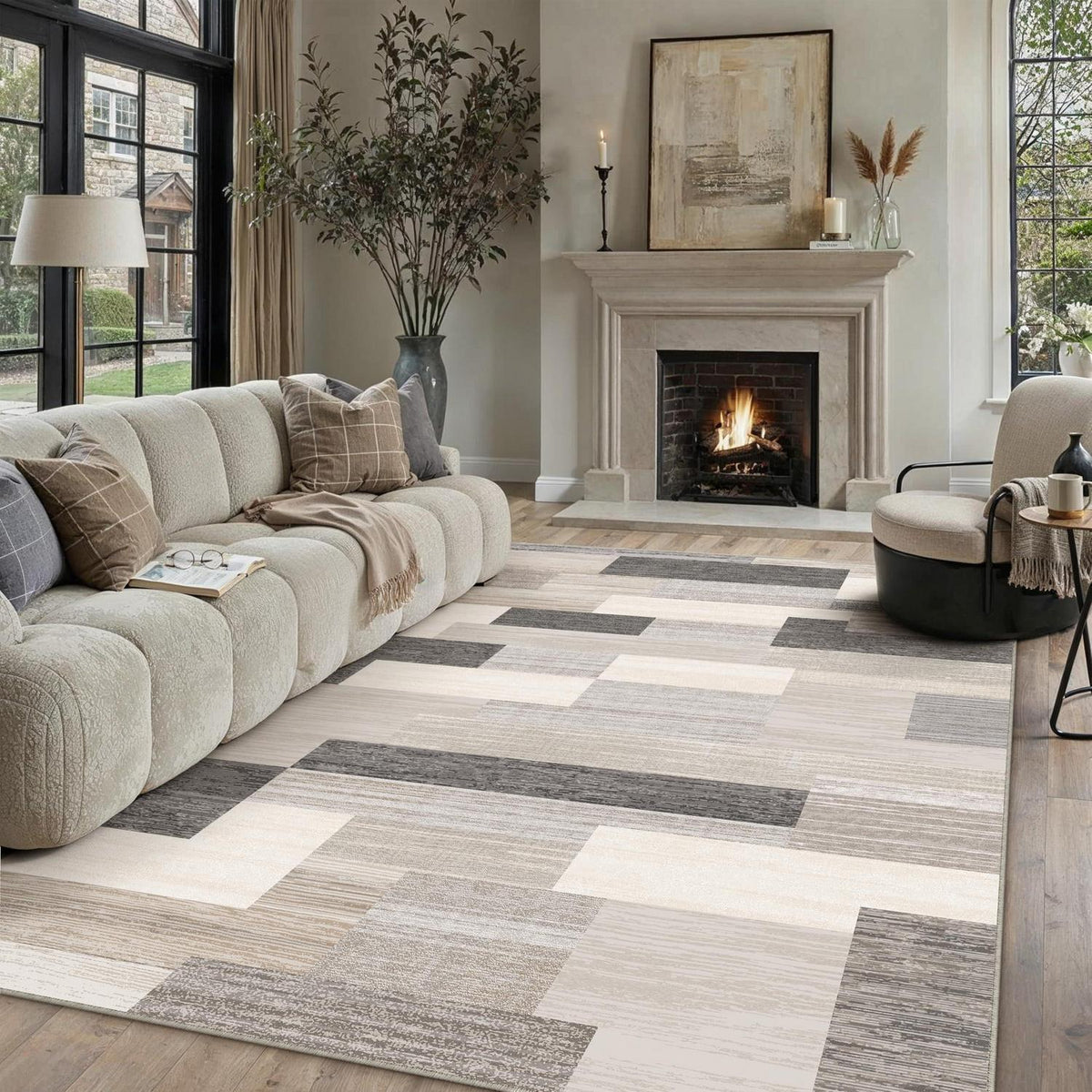 Waschbarer Teppich Beige 200x300cm – Modern & Flauschig