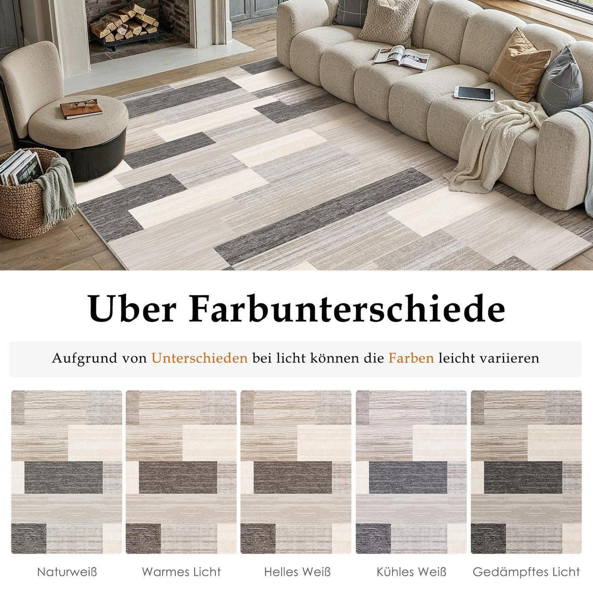 Waschbarer Teppich Beige 200x300cm – Modern & Flauschig