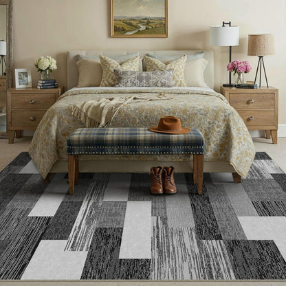 Waschbarer Teppich Schwarz 200x300cm – Modern & Pflegeleicht