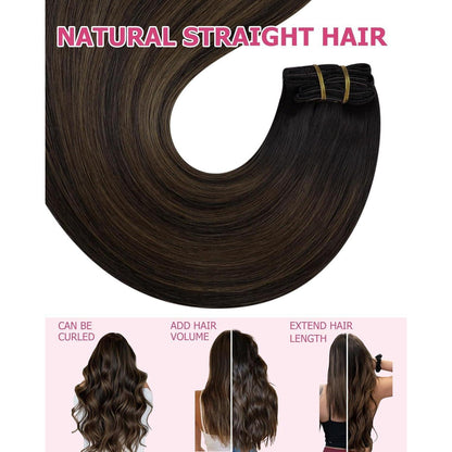 Echthaar Clip-in Extensions Ombre Braun 40cm