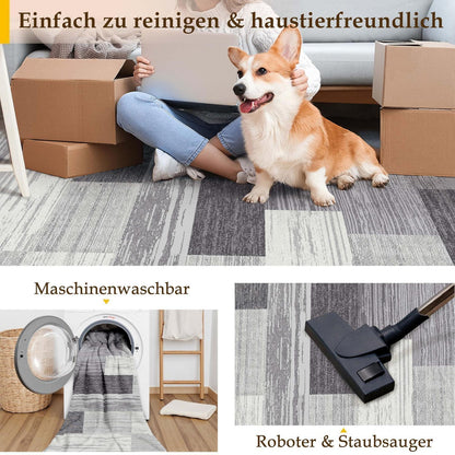Grauer Teppich 160x230cm Waschbar Modern Rechteckig