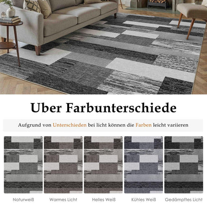 Waschbarer Teppich Schwarz 300x400cm – Modern & Rutschfest