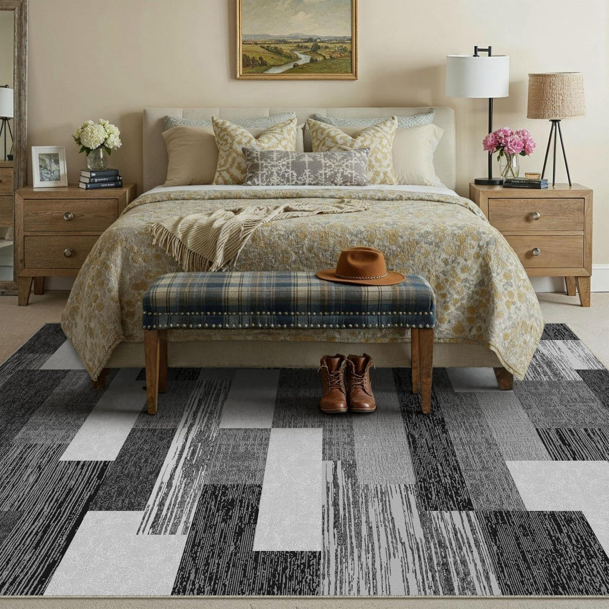 Waschbarer Teppich Schwarz 300x400cm – Modern & Rutschfest