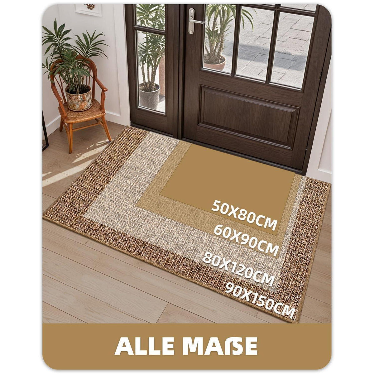 Handgewebte Jute Fußmatte 90x150cm - Rutschfest & Langlebig