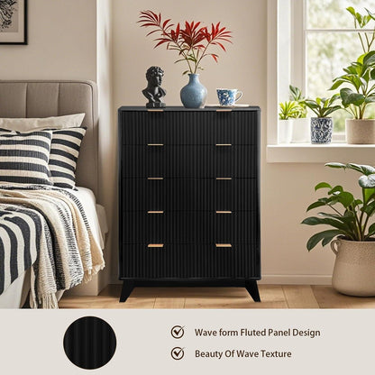 Schwarzes Sideboard mit 5 Schubladen – Modern & Viel Stauraum