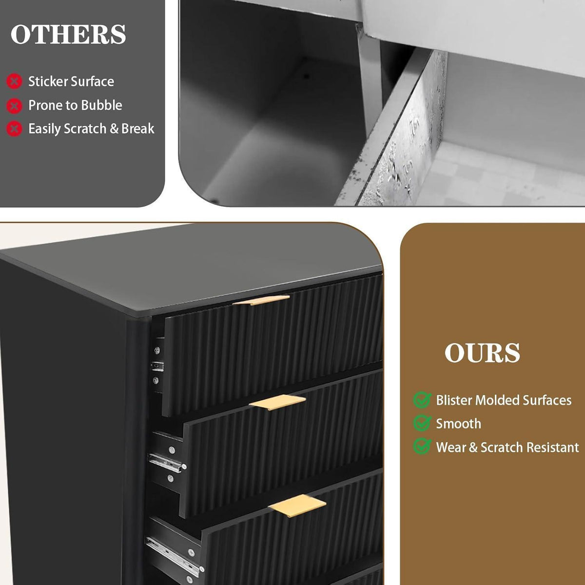 Schwarzes Sideboard mit 5 Schubladen – Modern & Viel Stauraum