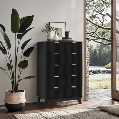 Schwarzes Sideboard mit 5 Schubladen – Modern & Viel Stauraum