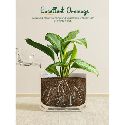 Keramik Blumentopf 25cm mit Untersetzer & Drainageloch – Grün