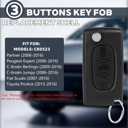 3-Tasten Autoschlüssel Gehäuse CE0523 VA2 für Peugeot/Citroen/Fiat/Toyota
