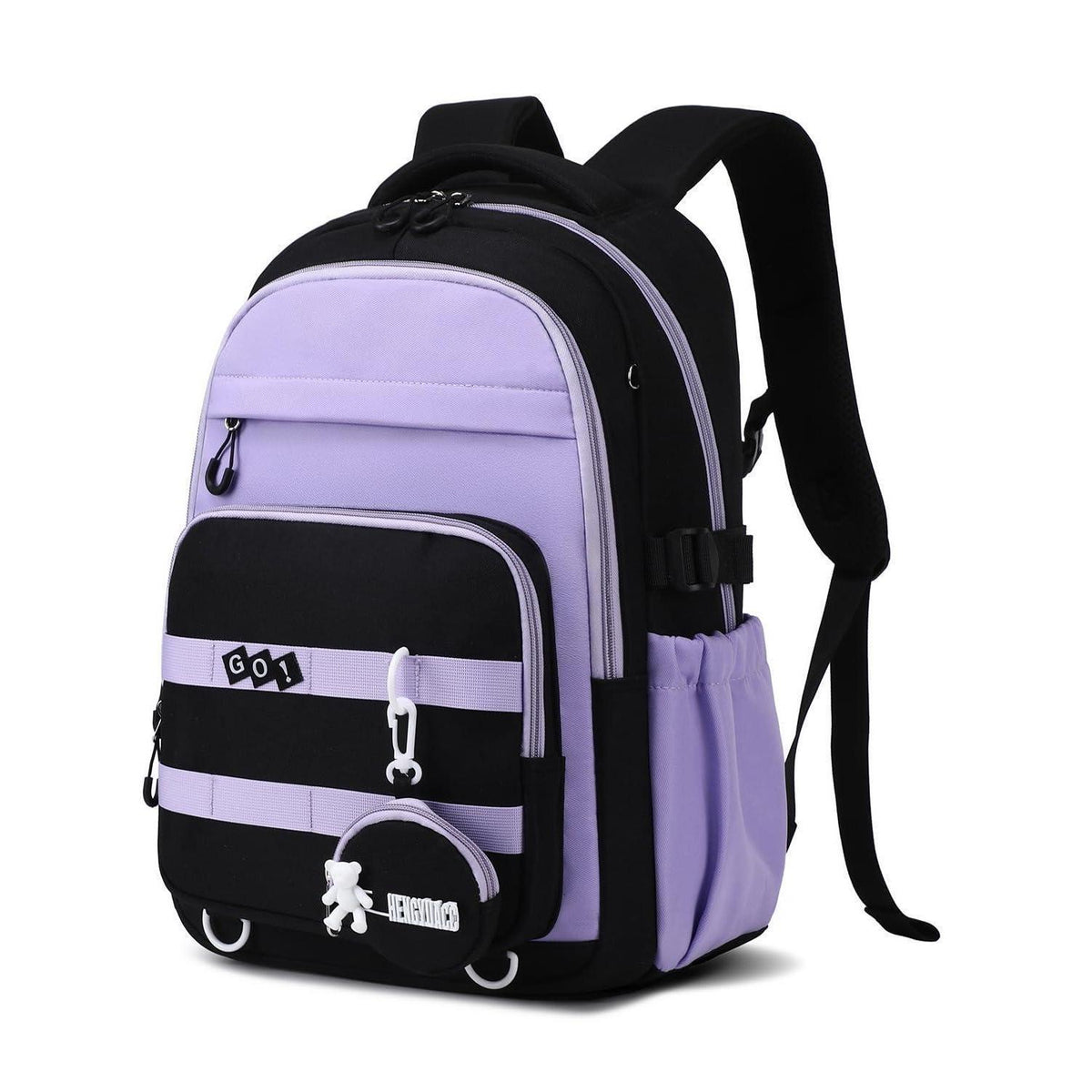 Schulrucksack Mädchen 3.-9. Klasse Schwarz-Lila | Trolley-Kompatibel & Wasserdicht