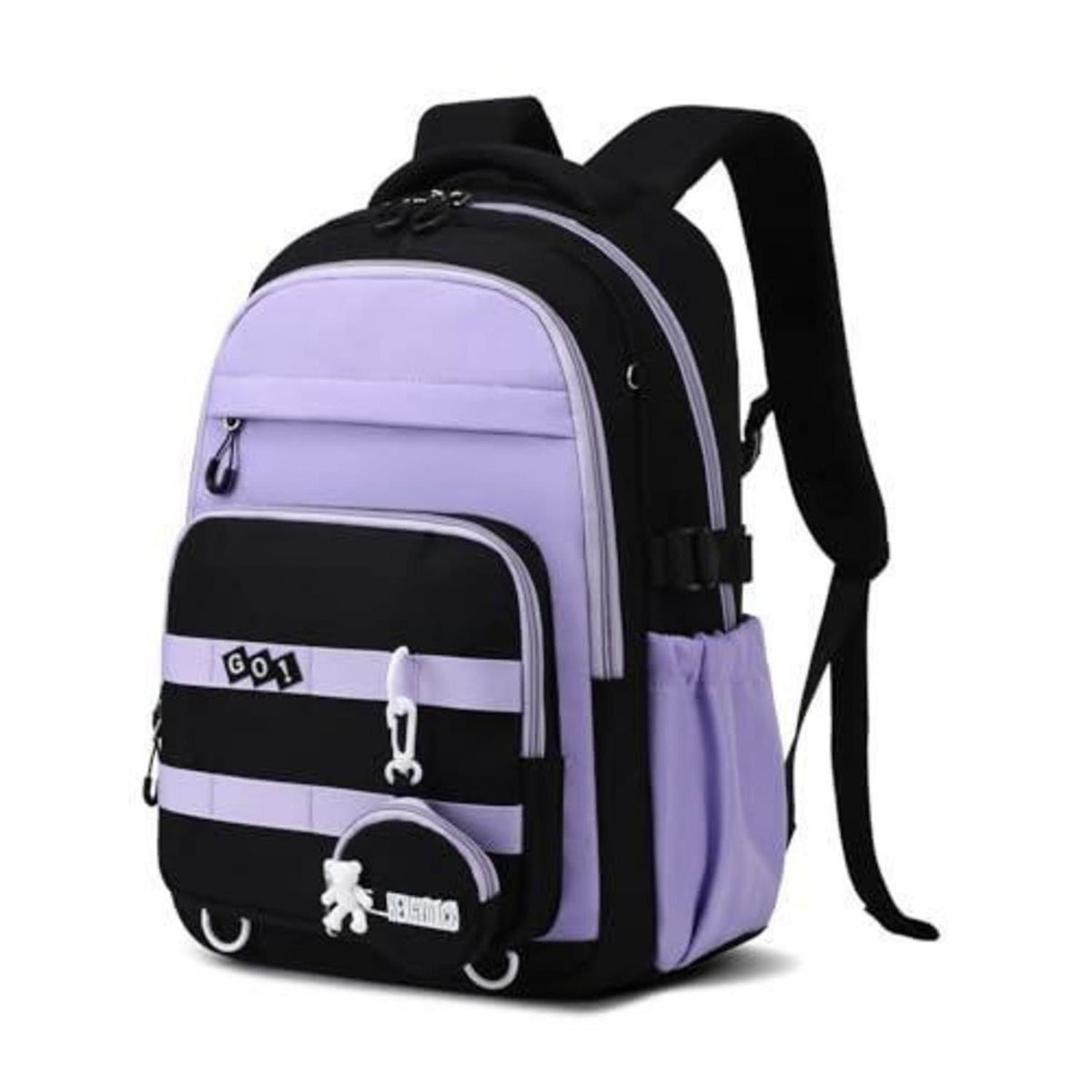Schulrucksack Mädchen 3.-9. Klasse Schwarz-Lila | Trolley-Kompatibel & Wasserdicht
