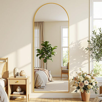 Ganzkörperspiegel gebogen, 180x68cm, Standspiegel Gold