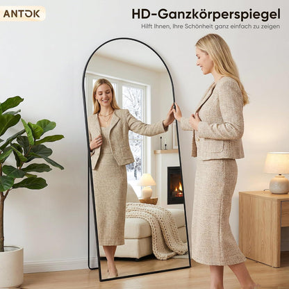 Ganzkörperspiegel gebogen, 180x82cm, Standspiegel Schwarz