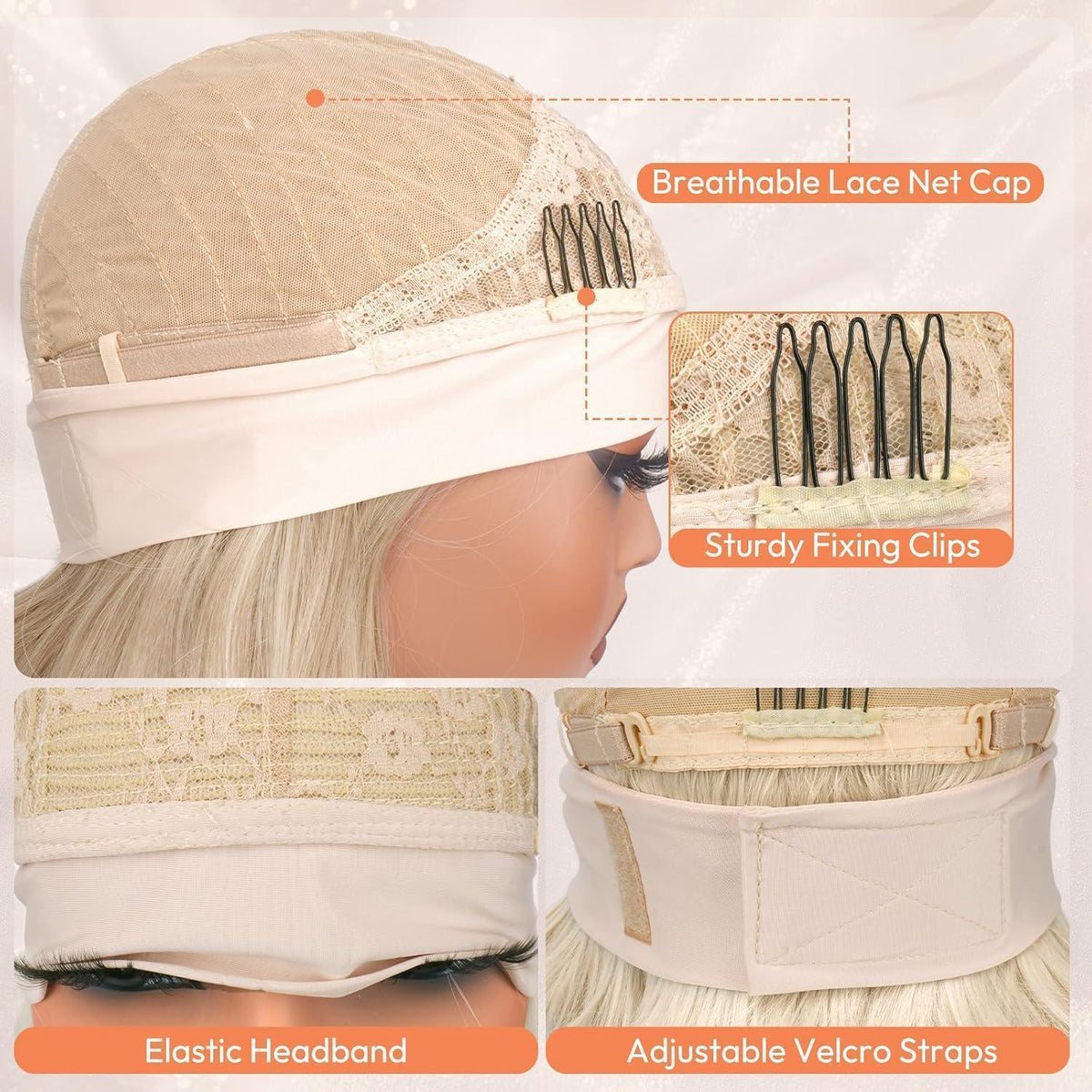 Goldblond Welle Stirnband Perücke – 66cm, Natürlicher Look