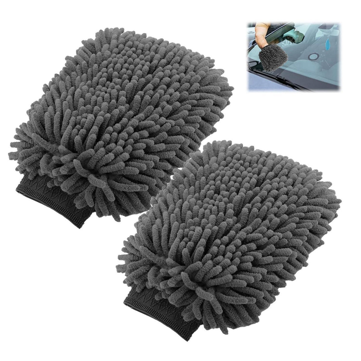 2x Mikrofaser Waschhandschuhe Auto – Kratzfrei & Vielseitig