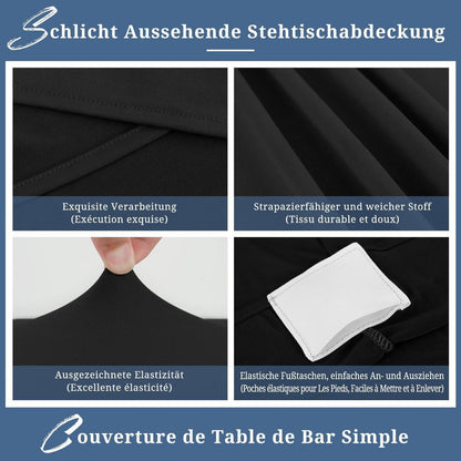 Schwarz Stretch Stehtisch Husse 8er-Set Ø 80-85 cm