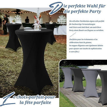 Schwarz Stretch Stehtisch Husse 8er-Set Ø 80-85 cm