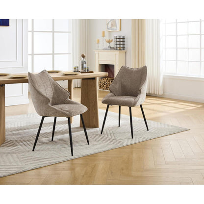 Chenille Esszimmerstühle 2er Set mit Steppung & Metallbeinen