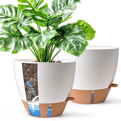 Selbstbewässernder Blumentopf 2er Set 25cm – Weiß