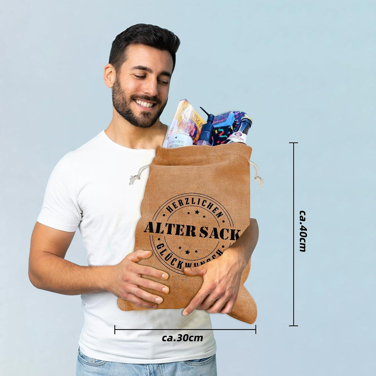 Geschenkset 50. Geburtstag Männer: Sack, Cap & Socken