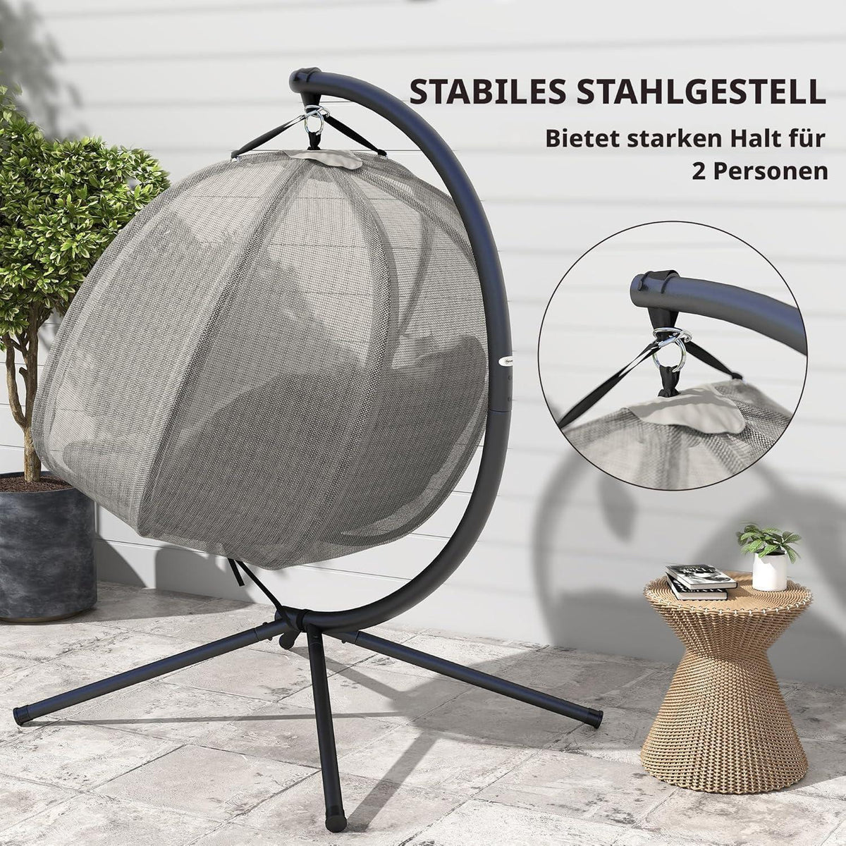Doppel Hängesessel mit Gestell für 2 Personen – Braun