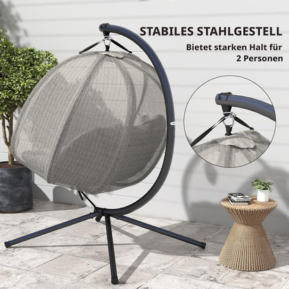 Doppel Hängesessel mit Gestell für 2 Personen – Braun