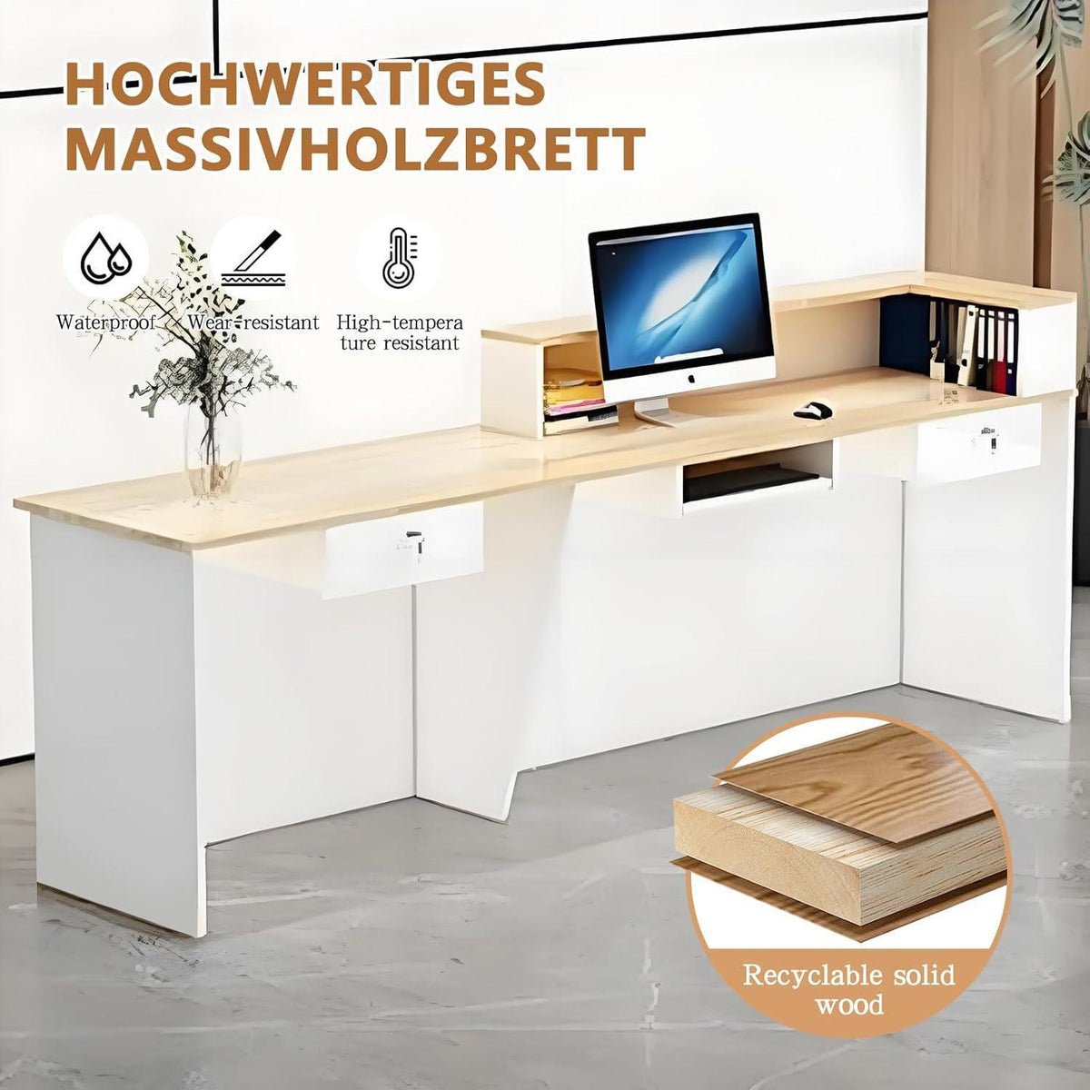 Moderne Empfangstheke Schwarz 200x60x100cm – Rezeptionstresen